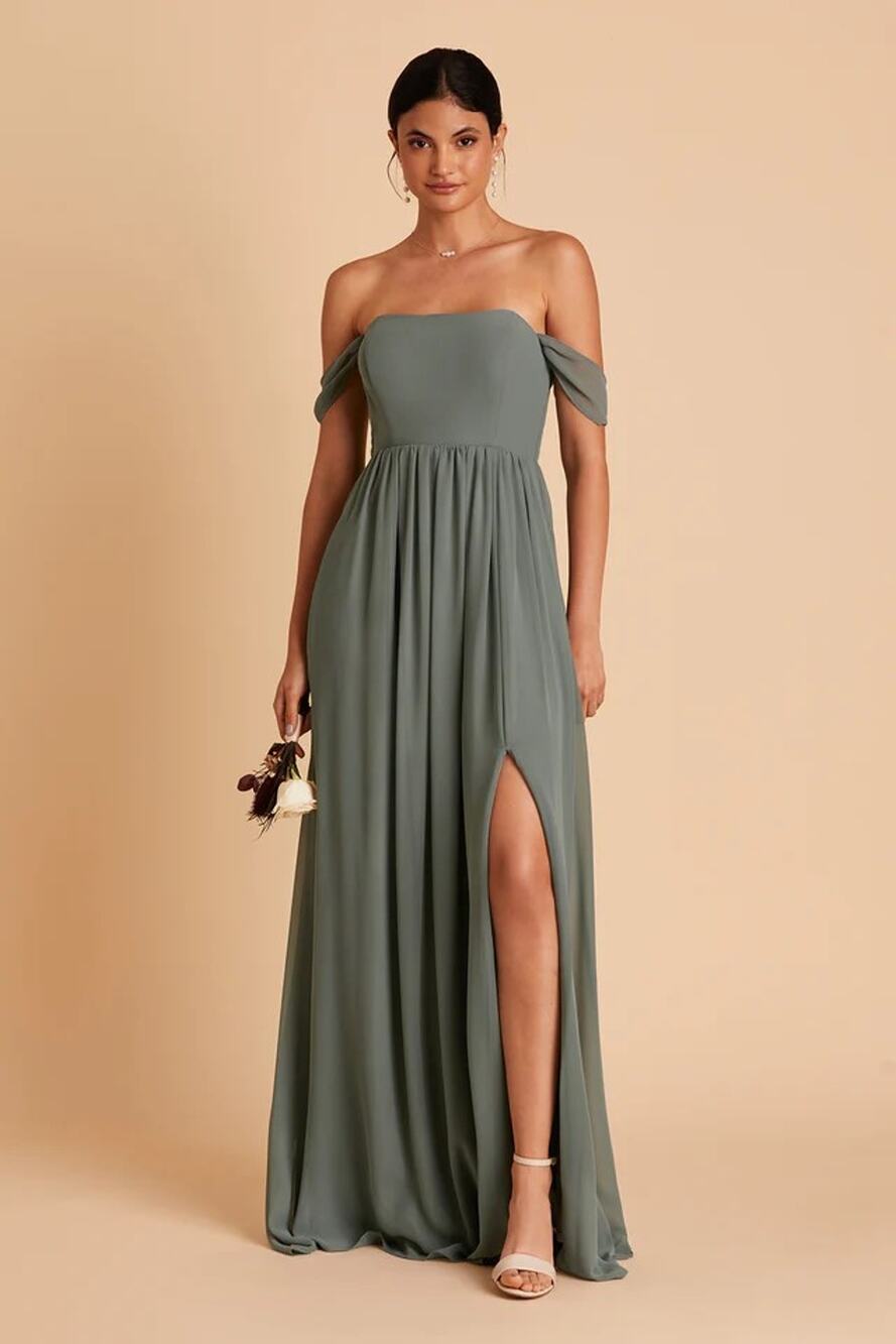 1243 NWOT Birdy Grey August Chiffon Convertible Bridesmaid Dress Seaglass Medium